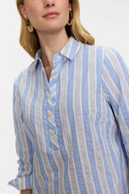 Therese Multi Seersucker 3/4 Sleeve Popover Shirt