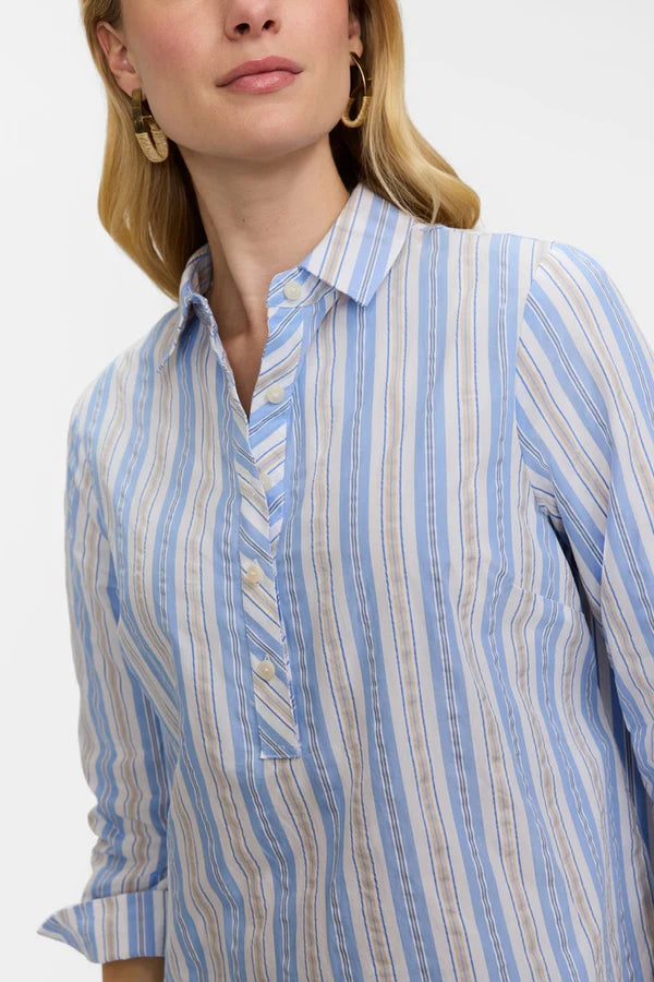 Therese Multi Seersucker 3/4 Sleeve Popover Shirt