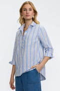 Therese Multi Seersucker 3/4 Sleeve Popover Shirt