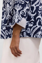 Agnes Printed Damask Long Sleeve Popover Shirt