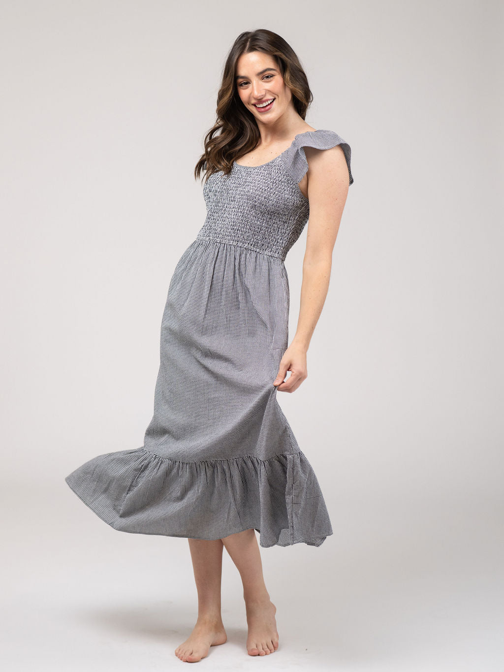 Goldie Dress | Seersucker - Black