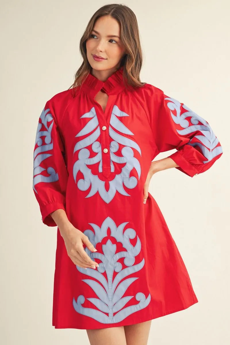 Tomato Red/Blue Dress