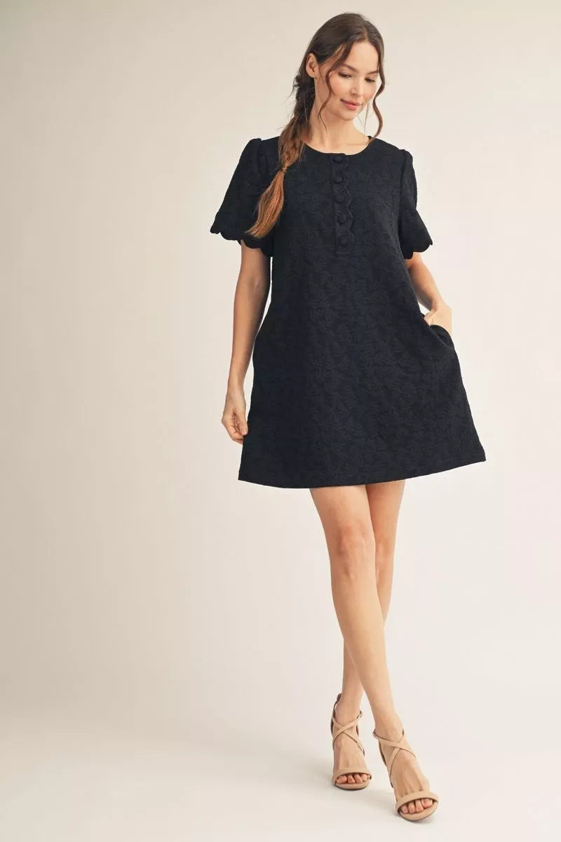 Black Floral Jacquard Dress