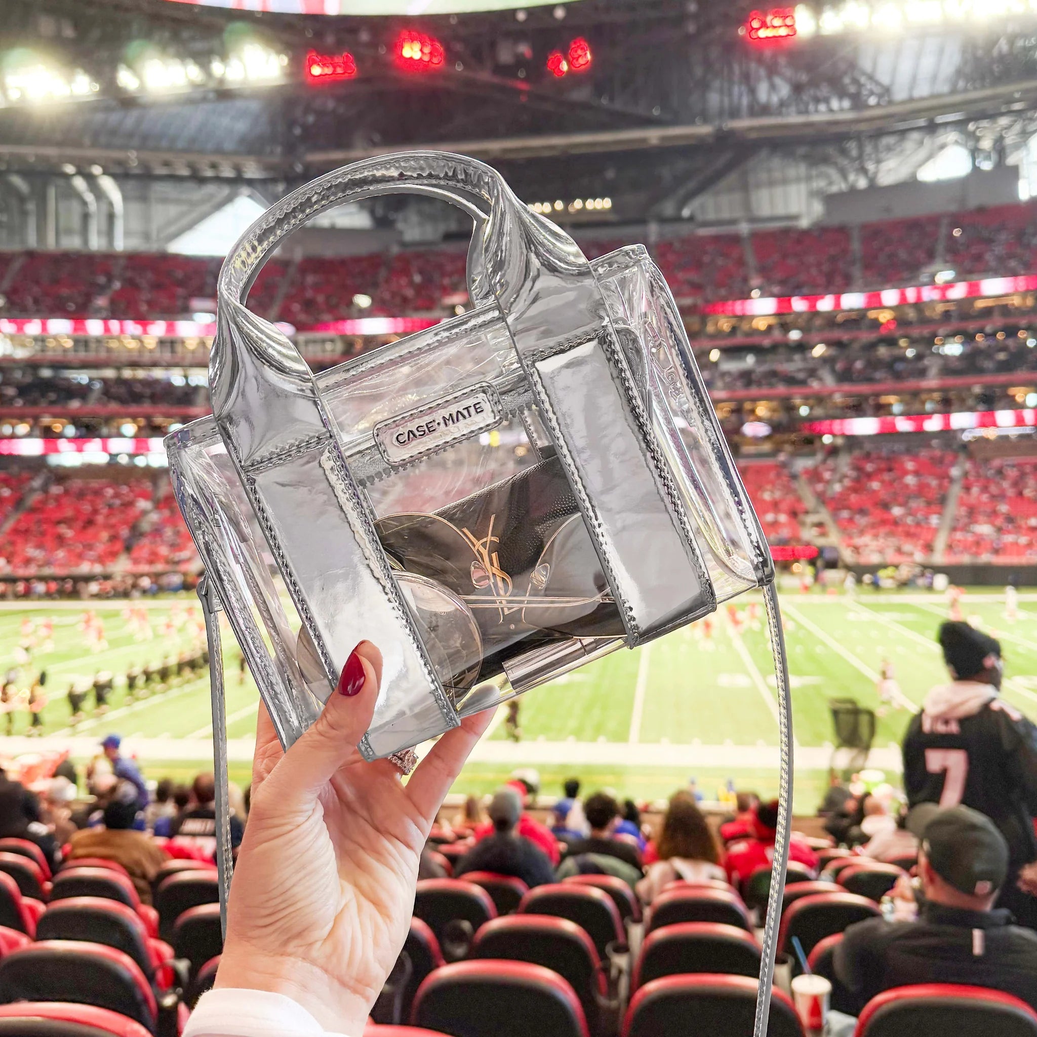 Stadium Tote with Strap - Silver