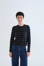 Navy Cardigan with Flowers