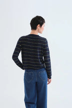 Navy Cardigan with Flowers