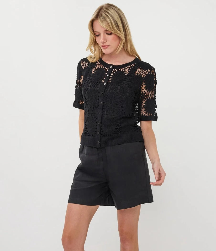Crochet Cardigan Black
