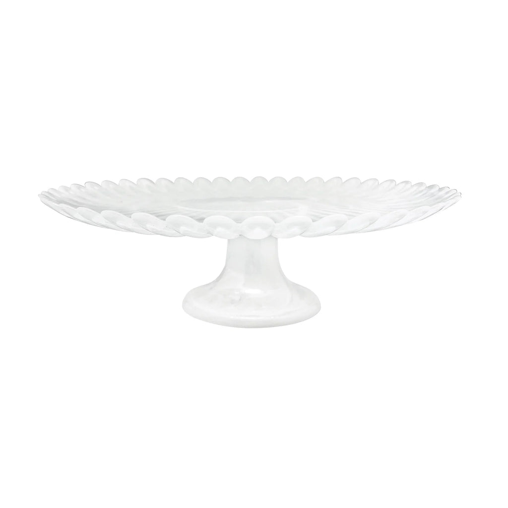 Alabaster White Scalloped  Large Cake Stand