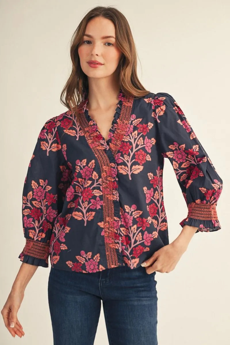 Puff Sleeve Floral Top