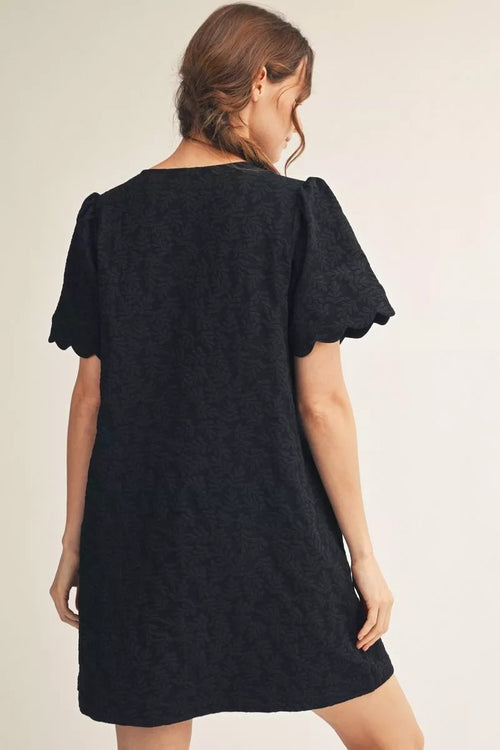 Black Floral Jacquard Dress