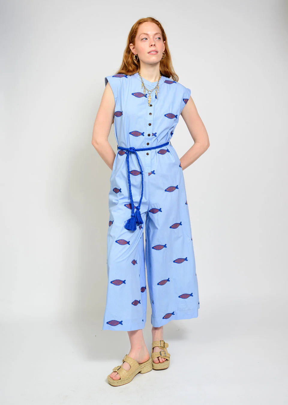 Embroidered Fish Jumpsuit