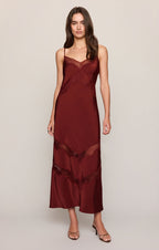 Bruna Lace Inset Midi Dress Velvet Rouge