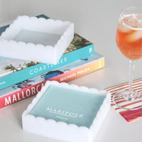 White Scalloped Cocktail Napkin Box