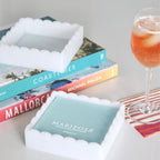 White Scalloped Cocktail Napkin Box