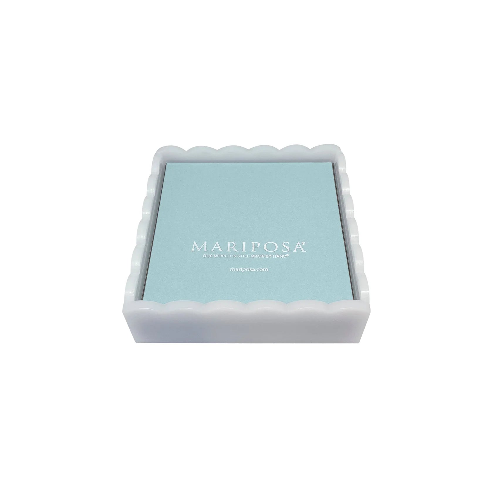 White Scalloped Cocktail Napkin Box