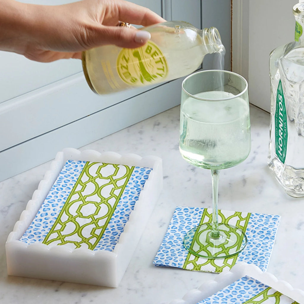 White Scalloped Guest Towel Box