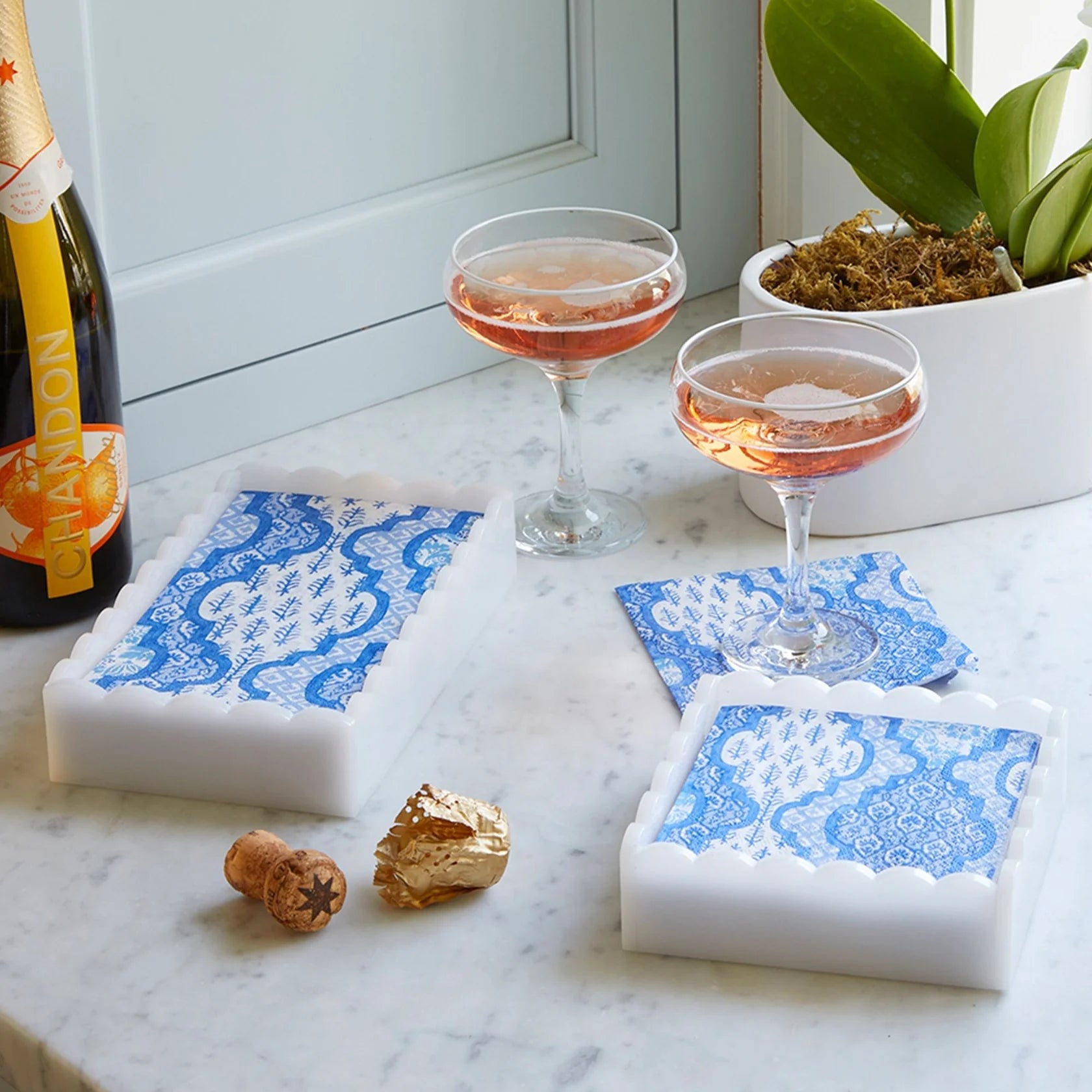 White Scalloped Guest Towel Box