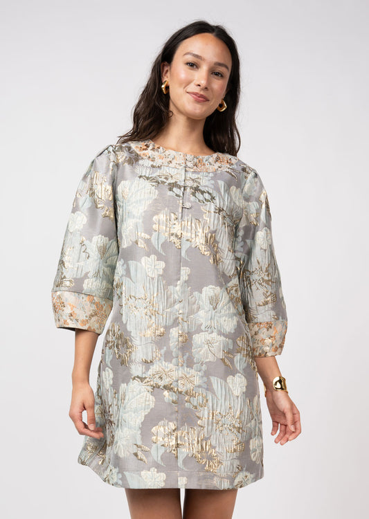 Jacquard Button Neck Dress