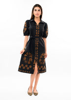 Placket Embroidered Dress