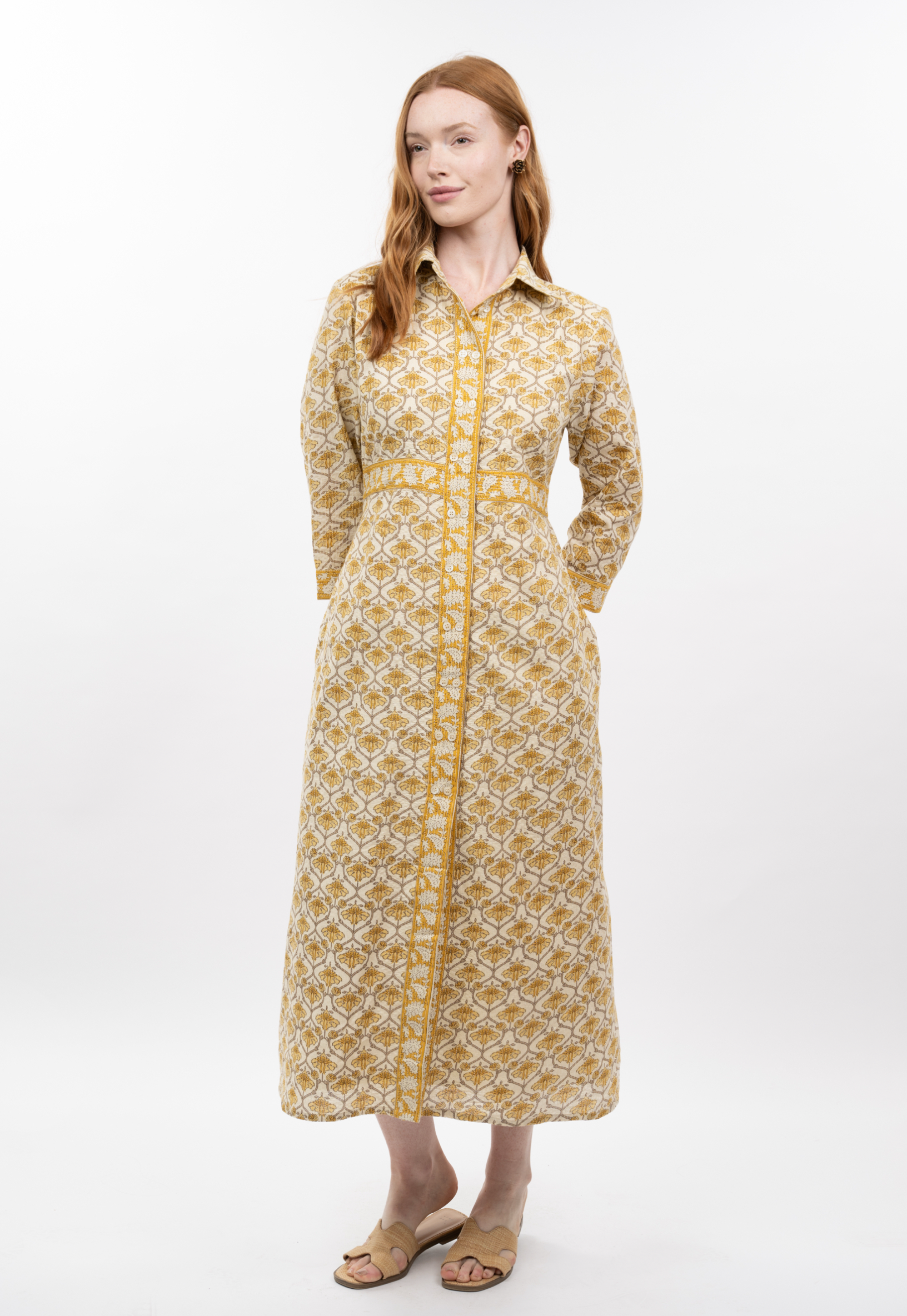 Double Button Shirtdress Yellow