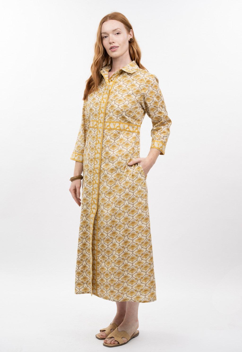 Double Button Shirtdress Yellow