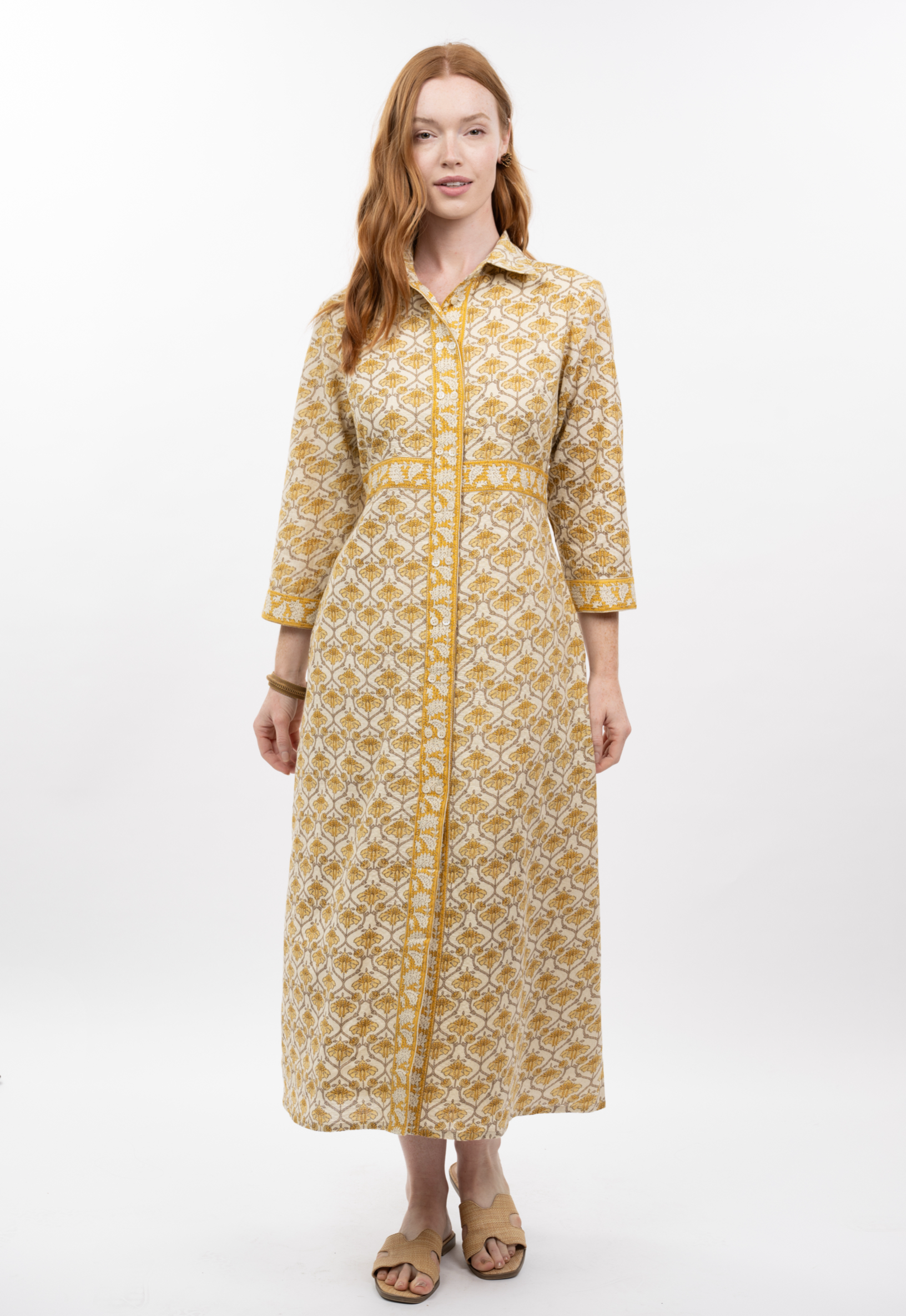 Double Button Shirtdress Yellow