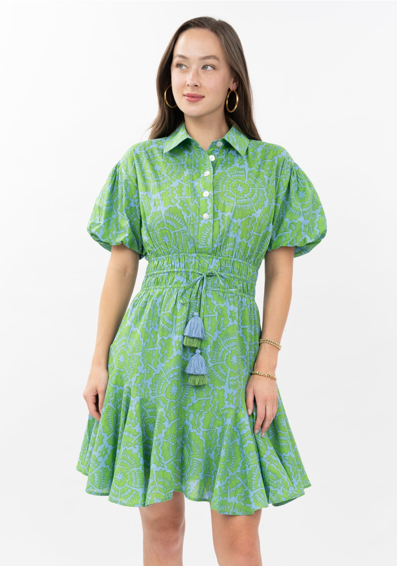 Flounce Hem Shirt Dress