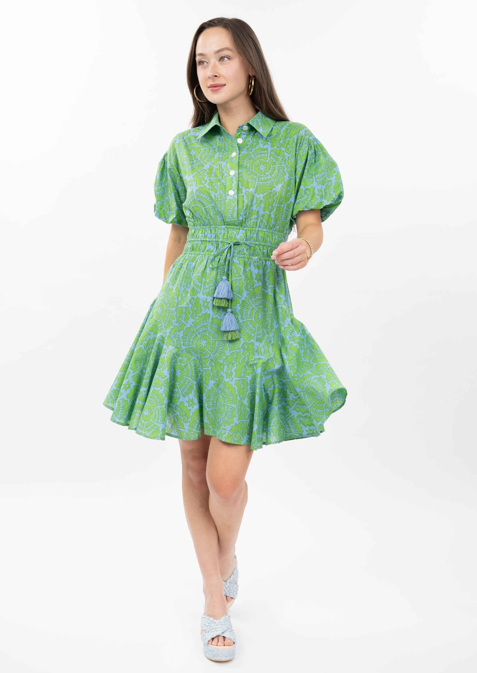 Flounce Hem Shirt Dress