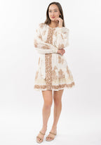 Metallic Trim Paisley Dress