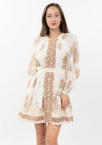 Metallic Trim Paisley Dress
