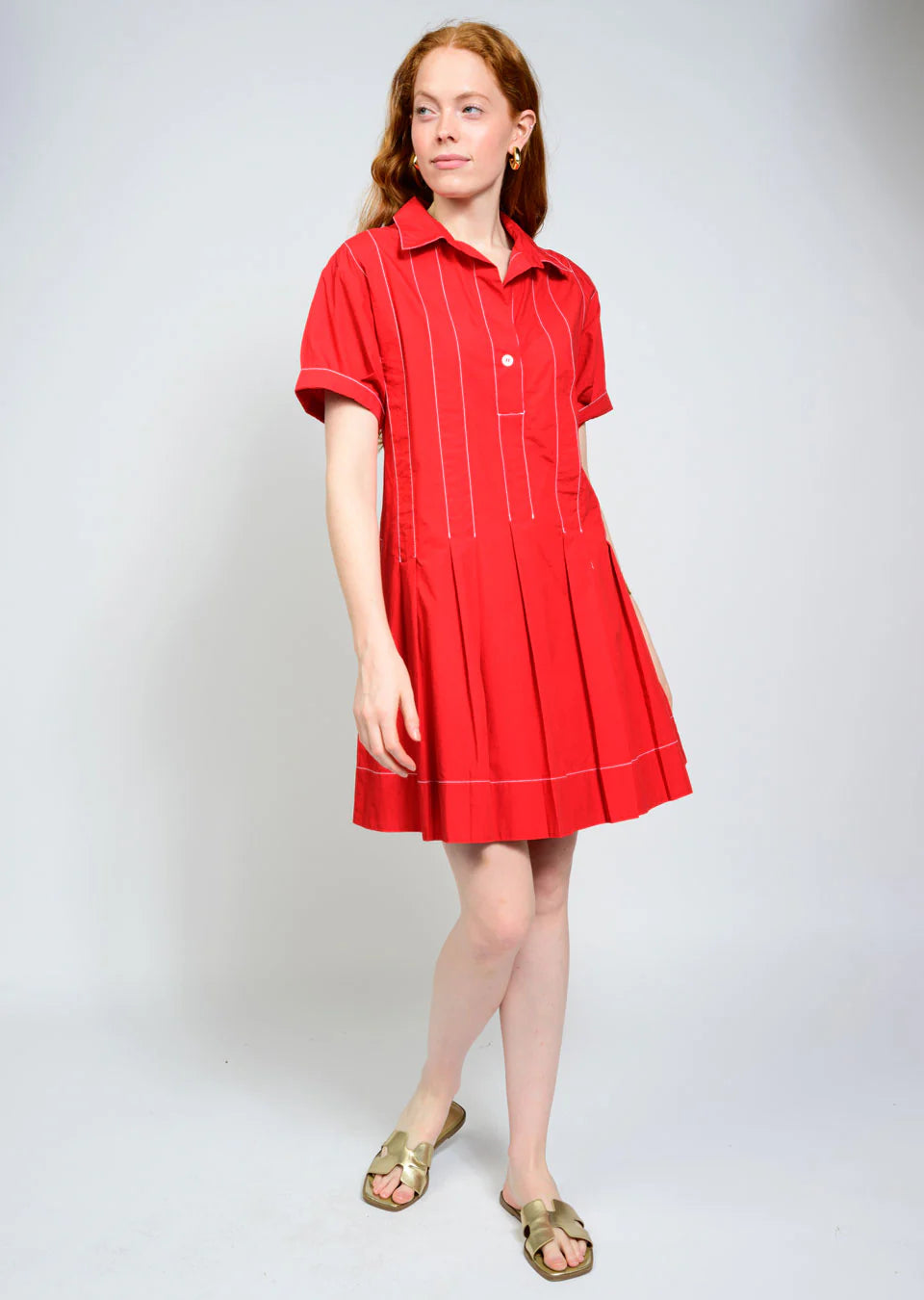 Pleated Shirt Dress