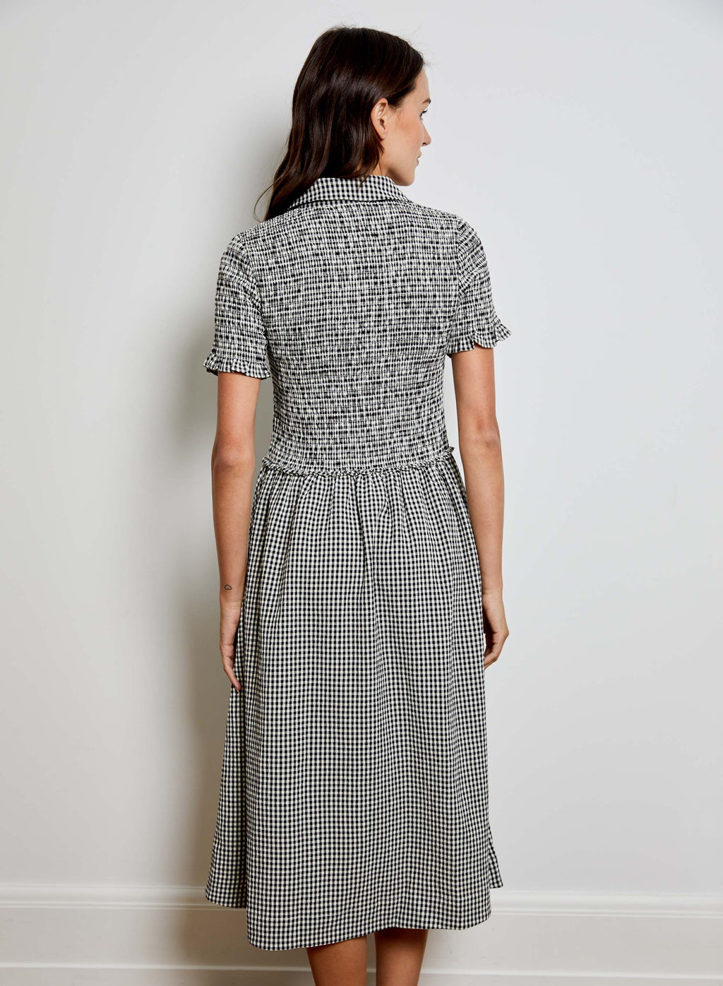 SMOCKED GINGHAM DRS