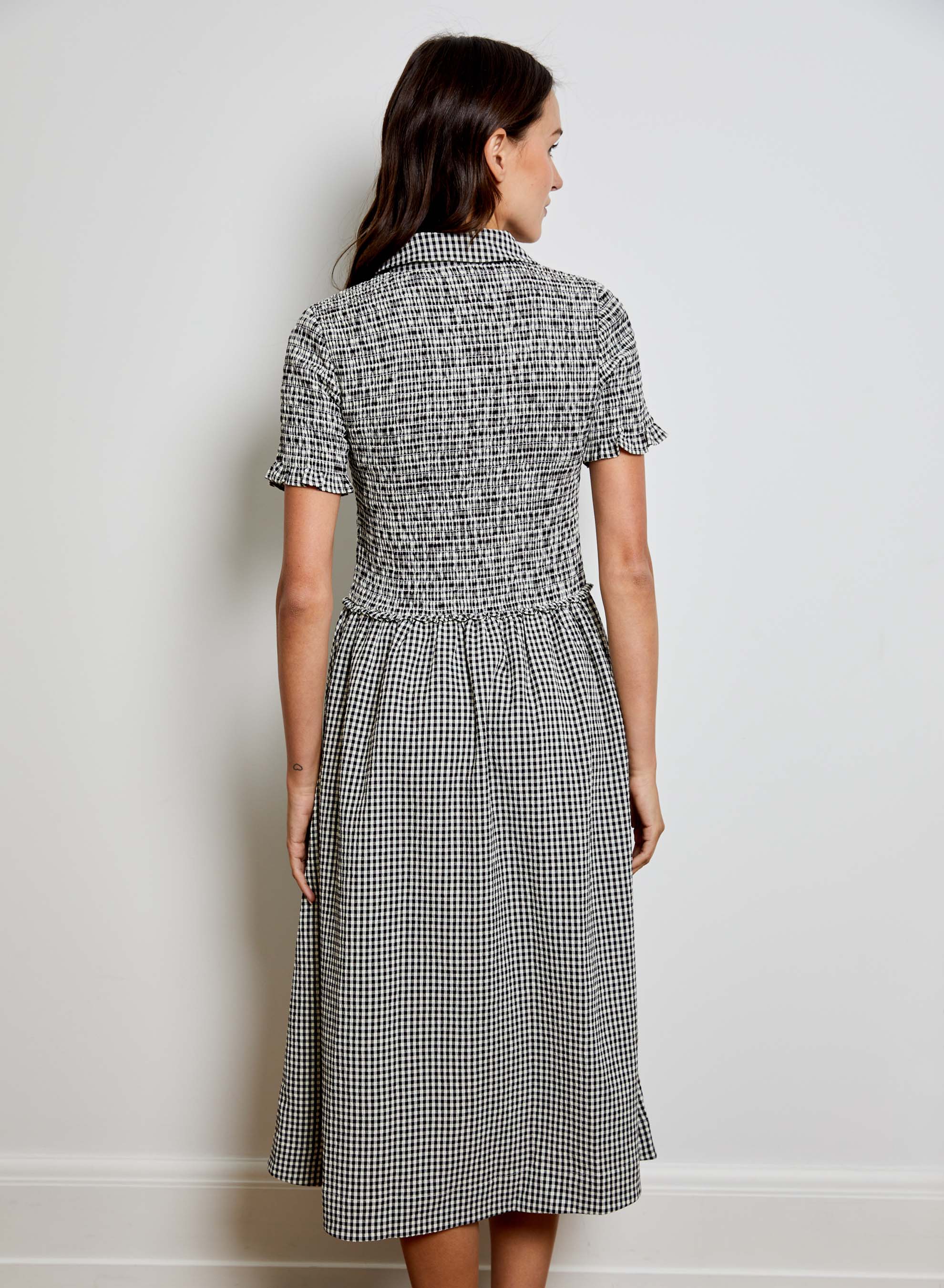 SMOCKED GINGHAM DRS