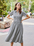 SMOCKED GINGHAM DRS