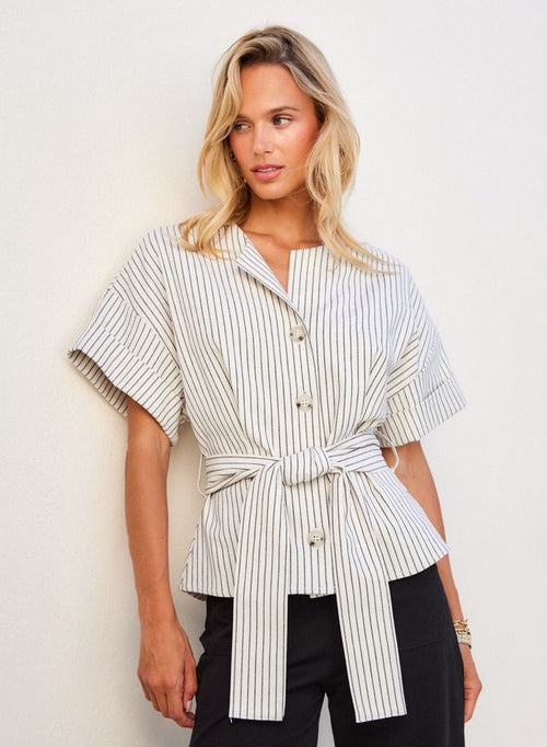 Belted Button Up Top