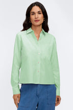 Jodie No Iron Pinpoint Stripe Long Sleeve Short Shirt