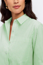 Jodie No Iron Pinpoint Stripe Long Sleeve Short Shirt