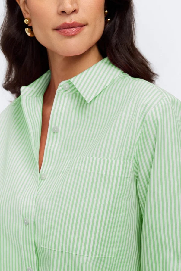 Jodie No Iron Pinpoint Stripe Long Sleeve Short Shirt