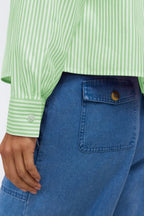 Jodie No Iron Pinpoint Stripe Long Sleeve Short Shirt