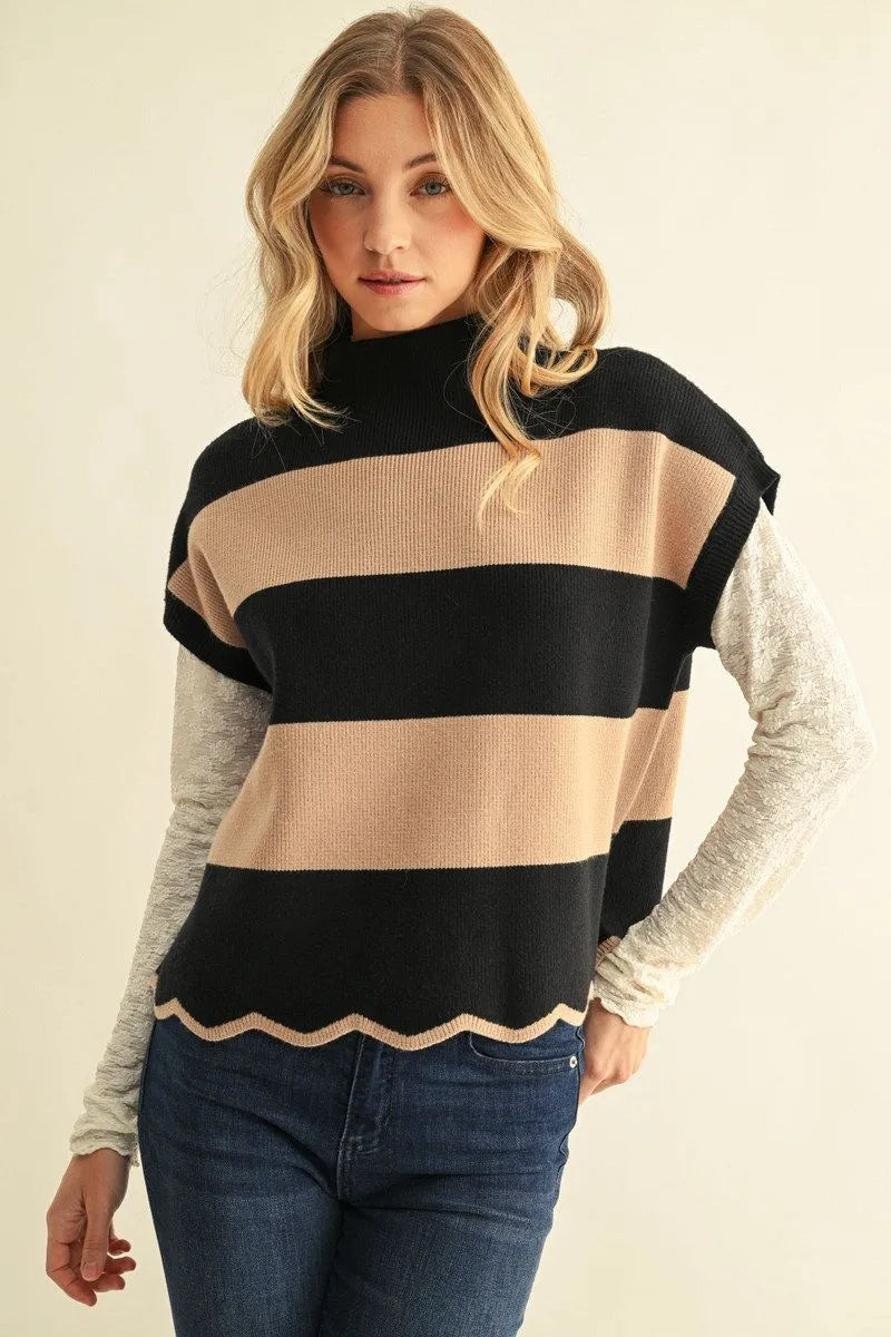 Black/Taupe Stripe Sweater