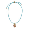 Heart Leather Cord Necklace - Powder Blue