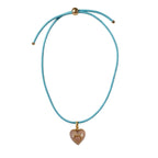 Heart Leather Cord Necklace - Powder Blue
