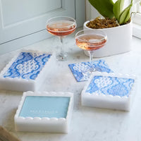White Scalloped Cocktail Napkin Box