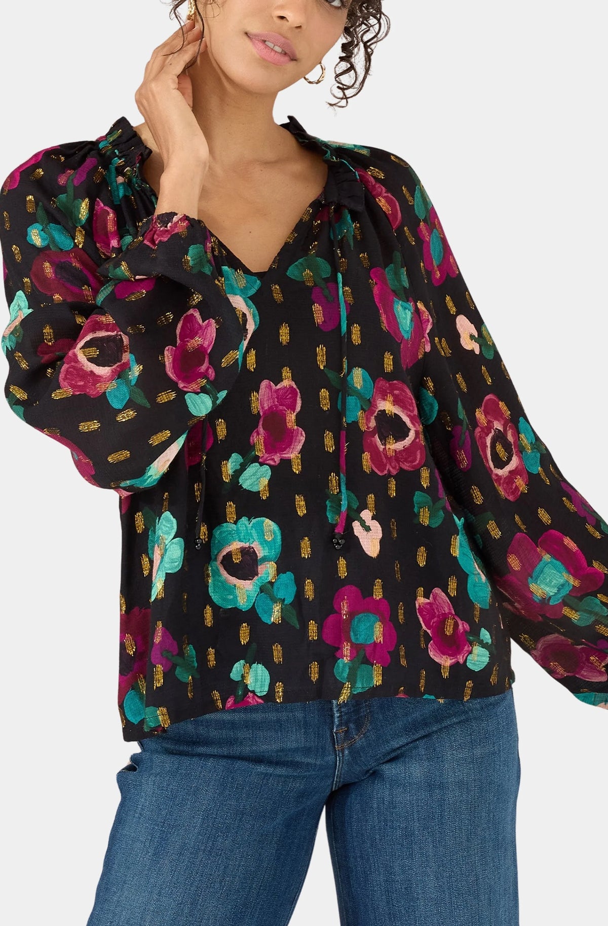 Alivia Ashley Top Black Holiday Garden
