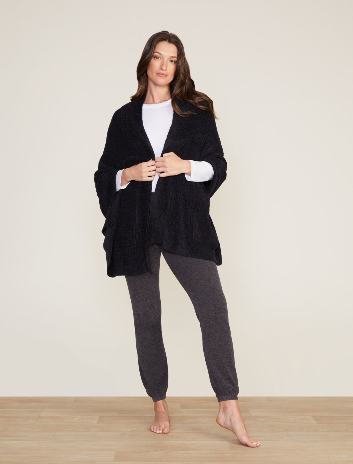 CozyChic Lite® Heathered Travel Shawl Black