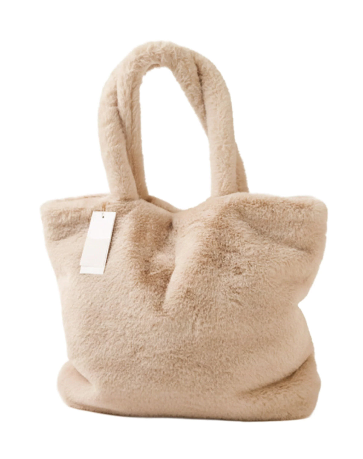 Chamonix Faux Fur Tote - Oatmeal Cream/Black