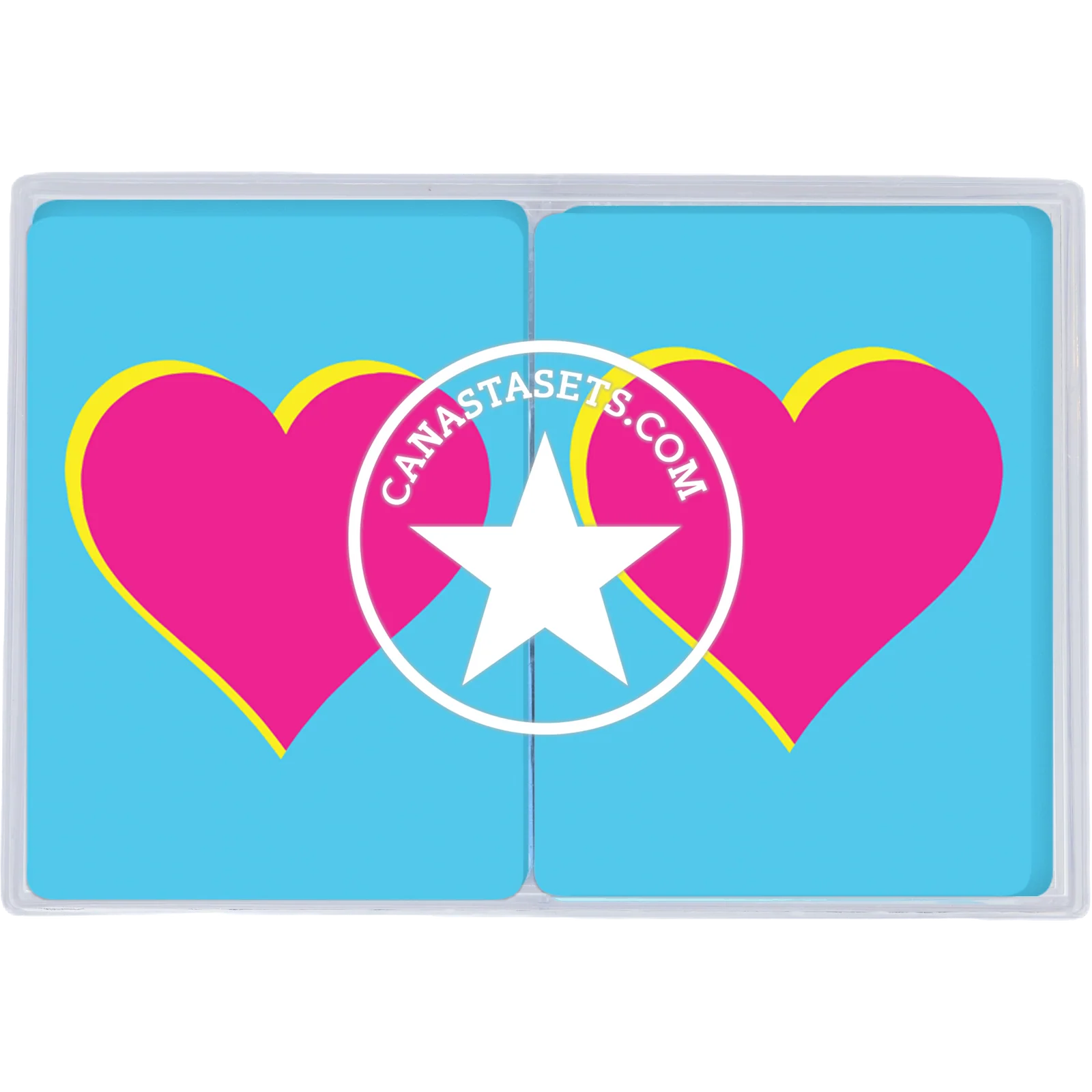 Cards-plastic PVC playing cards Pink heart on blue background