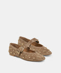 MIKEL STUD BALLET FLATS OLIVE SUEDE