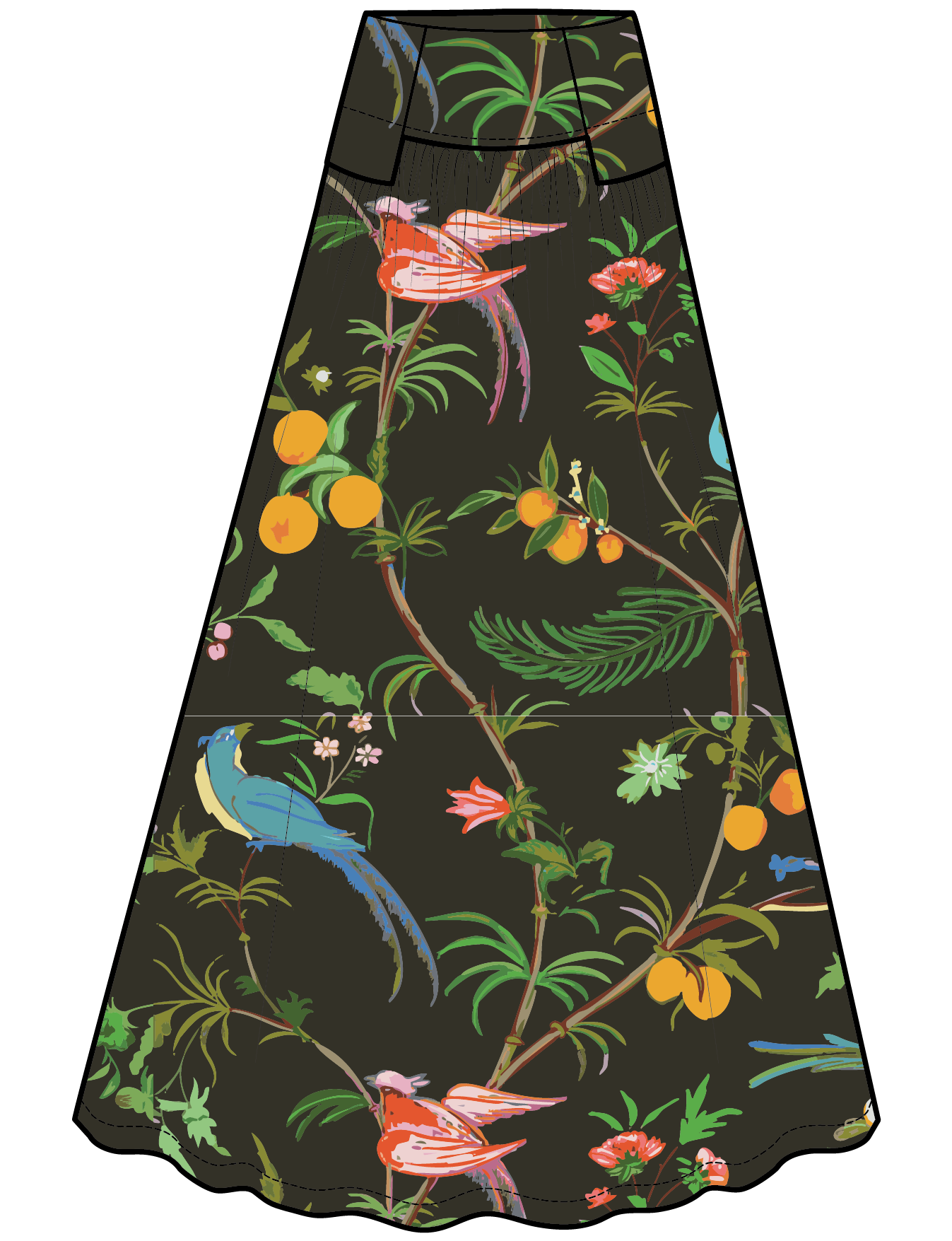 Feather Frolic© Sadie Drop Waist Maxi Skirt