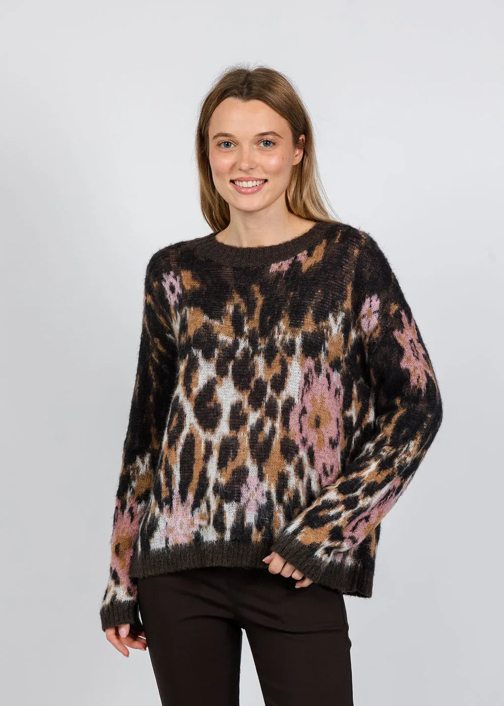 Crew Neck Brushed Jacquard Sweater